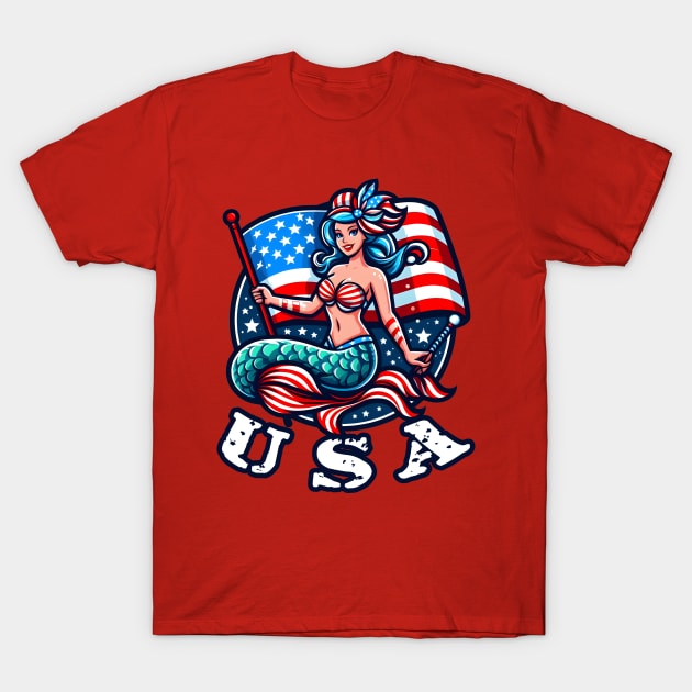 USA Mermaid T-Shirt by WolfeTEES